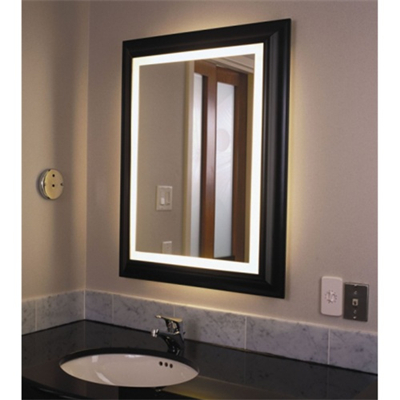 Black wood framed led mirror