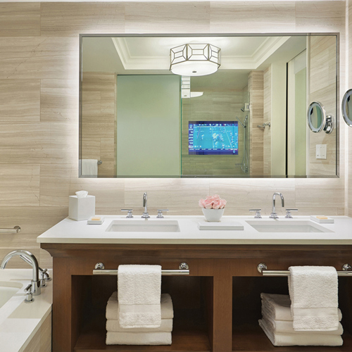 Miroir de salle de bain rétroéclairé LED avec cadre