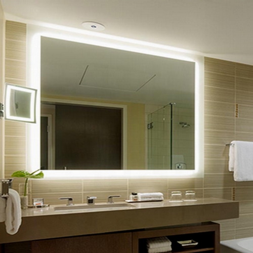 Miroir de salle de bain éclairé par LED sans cadre