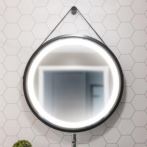 Metal frame hanging LED mirror