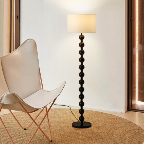 Black wood spindle floor lamp