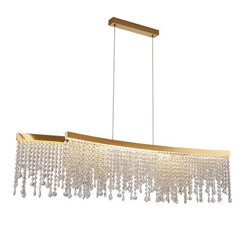 Gold rectangular crystal chandelier