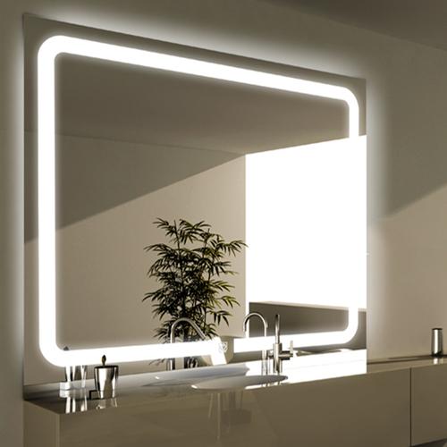 Rectangular frameless lighted LED bathroom mirror
