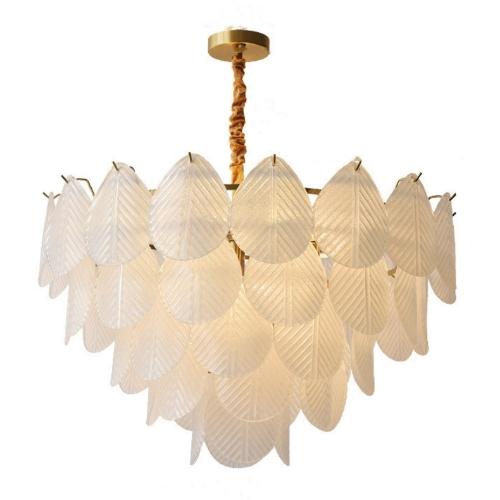 Tiered glass leaf chandelier